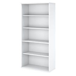 Bush Business Furniture Easy Office 73inH 5-Shelf Bookcase, White, Standard Delivery