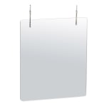 Azar Displays Hanging Adjustable Cashier Shields/Sneeze Guards, 30in x 40in, Clear, Pack Of 2 Shields