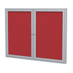 Ghent 2 Door Enclosed Fabric Bulletin Board, Satin Aluminum Frame, 36inH x 48inW, Red