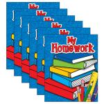 Teacher Created Resources My Homework Pocket Folders, 8-1/2in x 11in, Multicolor, Pack Of 6 Folders