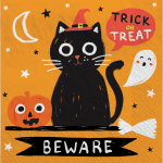 Amscan Halloween Spooky Friends Beverage Napkins, 5in x 5in, Pack Of 100 Napkins