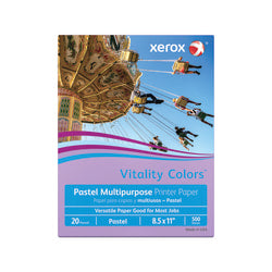 Xerox Vitality Colors Color Multi-Use Printer & Copy Paper, Lilac, Letter (8.5in x 11in), 500 Sheets Per Ream, 20 Lb, 30% Recycled