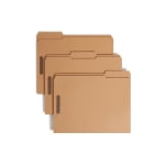 Smead Kraft Reinforced Tab Fastener Folders, Letter Size, 1/3 Cut, Pack Of 50