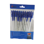 SKILCRAFT Ballpoint Pens, Medium Point, White Barrel, Blue Ink, Pack Of 12