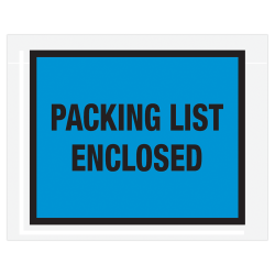 Tape Logic "Packing List Enclosed" Envelopes, Full Face 7in x 5 1/2in, Blue, Pack Of 1,000