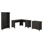 Bush Business Furniture Salinas 60inW L-Shaped Corner Desk With Lateral File Cabinet And 5 Shelf Bookcase, Vintage Black, Standard Delivery