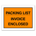 Tape Logic "Packing List/Invoice Enclosed" Envelopes, Full Face, 4 1/2in x 5 1/2in, Orange, Pack Of 1,000