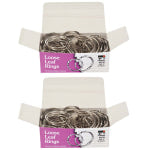 Charles Leonard Loose Leaf Rings With Snap Closure, 2in, Silver, 50 Rings Per Box, Pack Of 2 Boxes