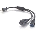 C2G 1.5ft 16 AWG 1-to-2 Power Cord Splitter (NEMA 5-15P to 1 NEMA 5-15 +1 IEC320C13) - 1.5ft