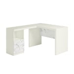 Sauder Hudson Court 59inW L-Computer Desk, Pearl Oak/Faux White Marble