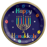 Amscan Hanukkah Joy Paper Plates, 6-3/4in, Blue, Pack Of 60 Plates