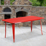 Flash Furniture Commercial Grade Indoor/Outdoor Metal Table, 29-1/2inH x 31-1/2inW x 63inD, Red