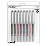 uni-ball Vision Liquid Ink Rollerball Pens, Needle/Fine Point, 0.7 mm, Gray Barrel, Assorted Ink Colors, Pack Of 8 Pens