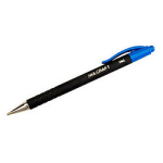 SKILCRAFT AbilityOne Rubberized Retractable Ballpoint Pens, Medium Point, Black Barrel, Blue Ink, Box Of 12 Pens