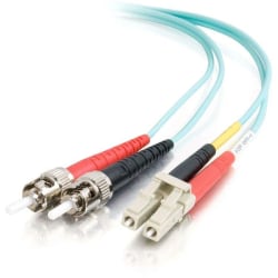 C2G 30m LC-ST 10Gb 50/125 OM3 Duplex Multimode PVC Fiber Optic Cable (USA-Made) - Aqua - Patch cable - LC multi-mode (M) to ST multi-mode (M) - 30 m - fiber optic - duplex - 50 / 125 micron - OM3 - aqua