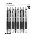 uniball 207 Gel Pens, Pack Of 8, Medium Point, 0.7 mm, Translucent Black Barrel, Black Ink