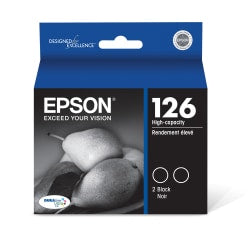 Epson 126 DuraBrite Ultra High-Yield Black Ink Cartridges, Pack Of 2, T126120-D2