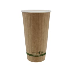 Planet+ Compostable Hot Cups, Double-Wall, 20 Oz, Brown, Pack Of 600 Cups