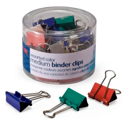 OIC Binder Clips Tub, Medium Clips, 1 1/4in, Assorted Colors, Pack Of 24