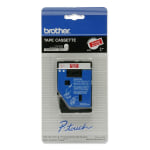 Brother TC-54Z1 White-On-Red Tape, 0.38in x 25ft