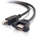 C2G Panel Mount Cable - USB cable - USB Type B (M) to USB (F) - 1.6 ft - molded - black