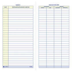 Adams Detailed Daily Driving Log, 9in x 3 1/4in, White, 48 Pages (24 Sheets)