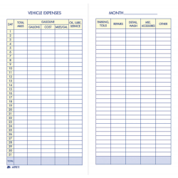 Adams Vehicle Mileage Book, 3 1/4in x 6 1/4in