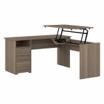 Bush Furniture Cabot 3-Position Sit-To-Stand Height-Adjustable L-Shaped Desk, 60inW, Ash Gray, Standard Delivery