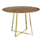 LumiSource Cosmo Dining Table, 30-1/4inH x 43-1/2inW x 43-1/2inD, Gold/Walnut