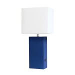 Lalia Home Lexington Table Lamp With USB Charging Port, 21inH, White/Blue