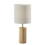 Adesso Dean Table Lamp, 30-1/2inH, White Shade/Natural Oak Base