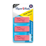 Paper Mate Pink Pearl Erasers, Large, Pack Of 3