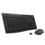 Logitech MK270 Wireless Straight Full-Size Keyboard & Mouse, Black