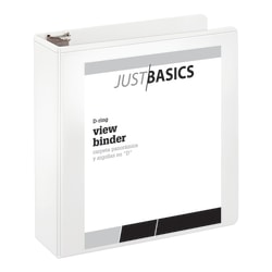 Just Basics View 3-Ring Binder, 3in D-Rings, White