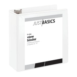 Just Basics Basic View 3-Ring Binder, 4in D-Rings, White