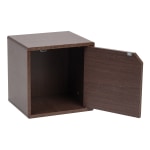 IRIS 14inH Cube Storage With Door, Brown Oak