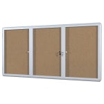 MasterVision Anodized Aluminum Frame Enclosed Cork Bulletin Board, 3 Doors, 36in x 72in