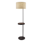 Adesso Oliver AdessoCharge Shelf Floor Lamp, 63-1/2inH, Beige Shade/Black Base