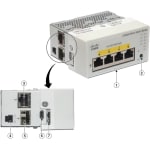 Cisco Catalyst CMICR-4PC Ethernet Switch - 5 Ports - 2 Layer Supported - Modular - 1 SFP Slots - 60 W PoE Budget - Optical Fiber, Twisted Pair - PoE Ports - Wall Mountable, DIN Rail Mountable