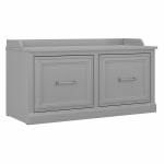 Bush Furniture Woodland 40inW Shoe Storage Bench With Doors, Cape Cod Gray, Standard Delivery