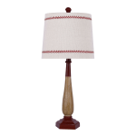 LumiSource Baseball Contemporary Table Lamps, 25-1/2inH, Oatmeal & Red Shade/Red Base, Set Of 2 Lamps