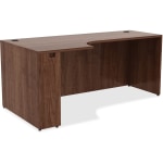 Lorell Essentials 72inW Left Corner Computer Desk Credenza, Walnut