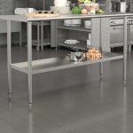 Flash Furniture Galvanized Adjustable Under Shelf For Prep And Work Tables, 2inH x 55-1/4inW x 18inD, Silver