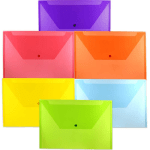 JAM Paper Plastic Legal Booklet Envelopes, 9-3/4in x 14-1/2in, Snap Closures, Assorted Colors, Pack Of 6 Envelopes