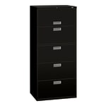 HON Brigade 600 36inW x 18inD Lateral 5-Drawer File Cabinet, Black