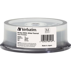 Verbatim M DISC BDXL - 4x - 100 GB - Thermal Printable, Hub Printable - 25pk Spindle - 25pk Spindle