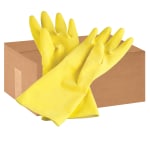 Tradex International Flock-Lined Latex General Purpose Gloves, Large, Yellow, 1 Pair