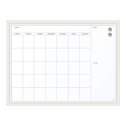 U Brands Magnetic Dry Erase Monthly Calendar Board, 40in X 30in, White Wood Decor Frame