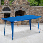 Flash Furniture Commercial Grade Indoor/Outdoor Metal Table, 29-1/2inH x 31-1/2inW x 63inD, Blue