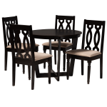 Baxton Studio Julie 5-Piece Dining Set, 29-15/16inH x 35-7/16inW x 35-7/16inD, Sand/Dark Brown